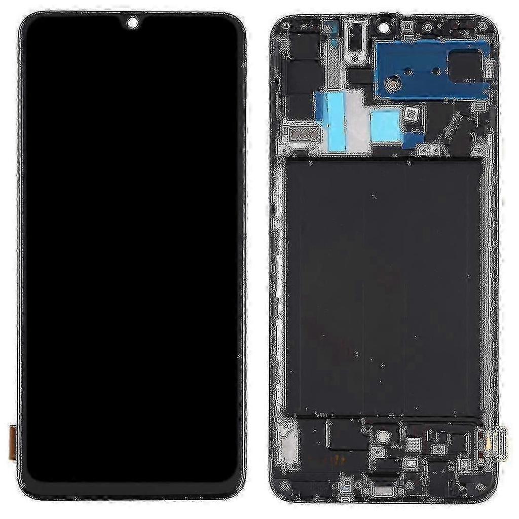 Tft Lcd Screen compatible Samsung Galaxy A70 Digitizer Full Assembly With Frame, Not Supporting Fingerprint Identification (black)+(trec
