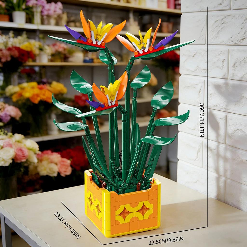 Bouquet Building Blocks Moc Paradise Bird Bricks Home Decoration Diy Toys Girl Birthday Gift