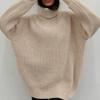 JKASHDK Women's Fashion Casual Solid Color Print Autumn Winter Plus Size Long Sleeve High Neck Loose Thick Sweaters
