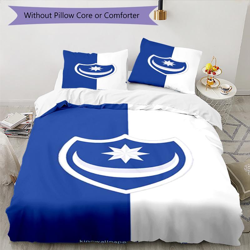 Portsmouth F.C Printed Pattern Duvet Cover Set – includes 1 duvet cover and 2 matching pillowcases Bedroom decor Christmas gifts