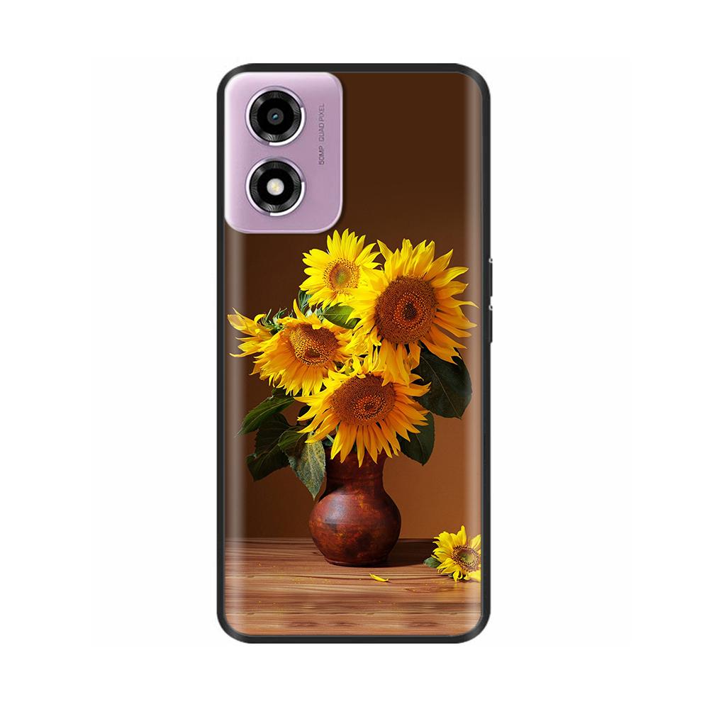 For Motorola Moto E14 Case Cute Painted Soft Black Silicon Cover 6.56'' Shockproof Phone Case For Motorola E14 E 14 MotoE14 Bags
