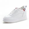 100% Genuine Leather Shoes Women Fashion Sneakers Sweet Ladies Wedge White Shoes Height Increasing 7cm