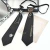 Jk Uniform Black Ties Metal Chain Heart Collar Japan Jk Seifuku Cosplay Pre-tied Tie Schoolgirl JK Suit Neckwear