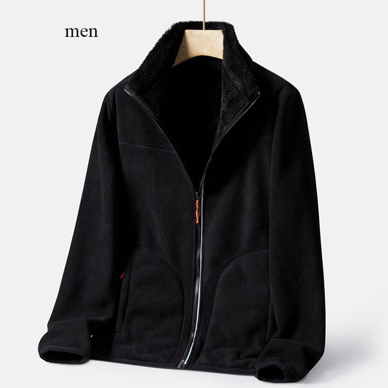 Мужская флисовая куртка для пары, двухсторонняя, мужская толстовка с капюшоном из толстого флиса, теплая куртка на осень-зиму, пальто