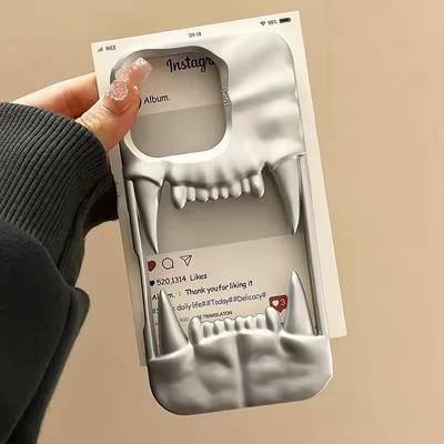 3D плиссированный полый матовый чехол с изображением тигрового зуба для iPhone 16 15 14 Plus 13 12 11 Pro Max, противоударный защитный чехол с рассеиванием тепла