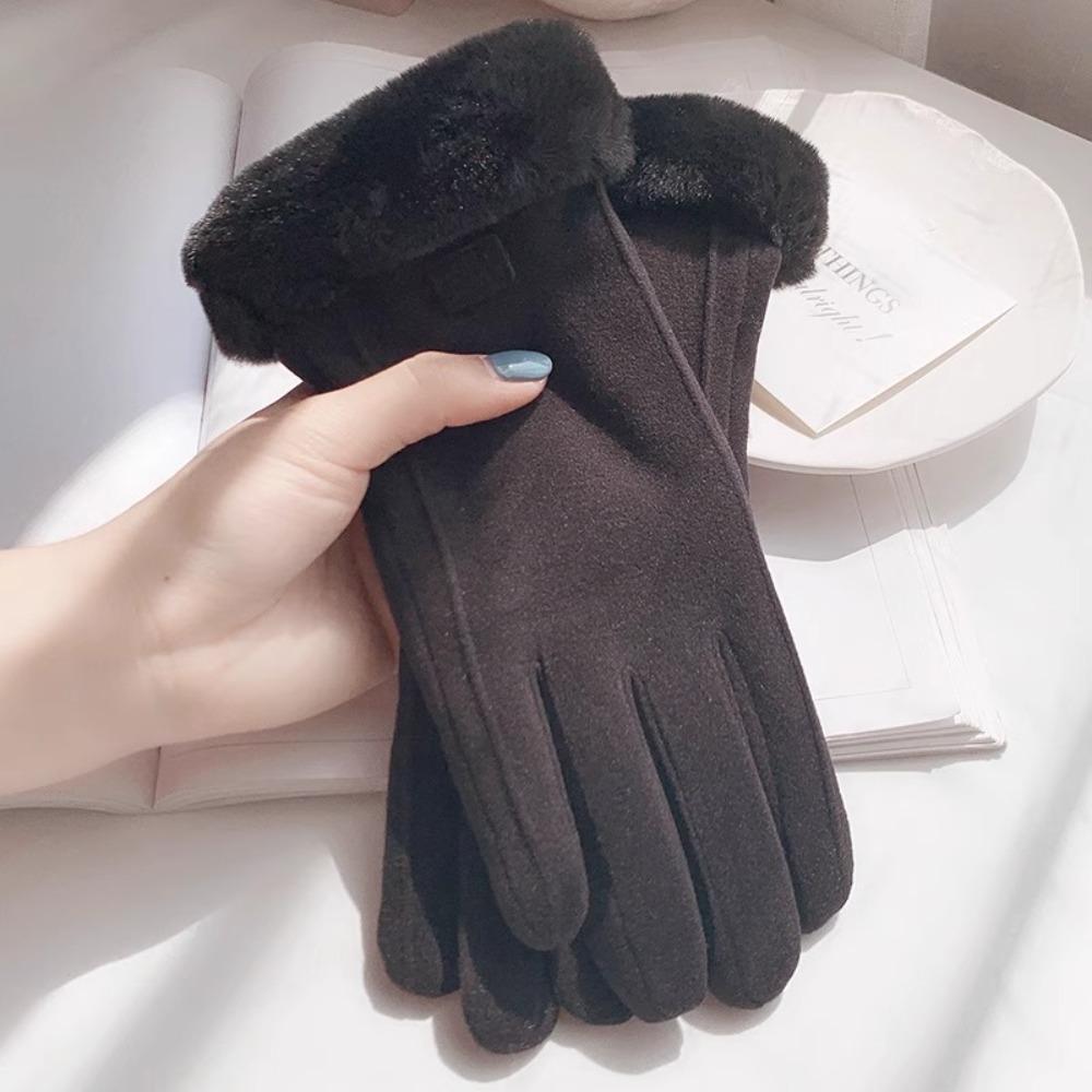 Thick Winter Gloves Velvet Women Mittens Skiing Plush Gloves  Girls