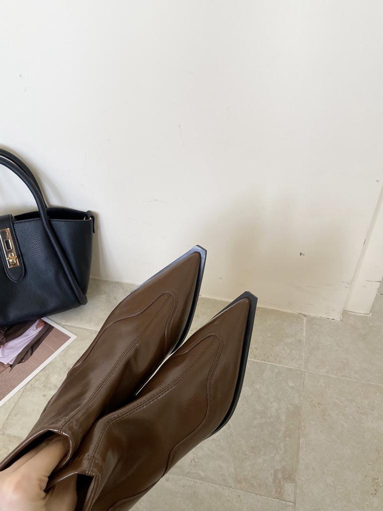 2025 New European and American Style Versatile and Thin Temperament Pointed High-heeled Short Boots