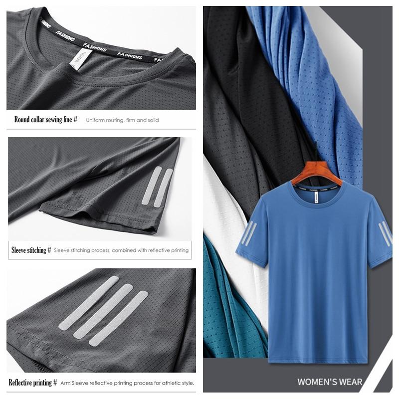 (L-8XL)Мужская быстросохнущая спортивная футболка из ледяного шелка с круглым вырезом, свободные топы для кемпинга, пешего туризма, рыбалки, сетчатая футболка с кондиционером, мужская