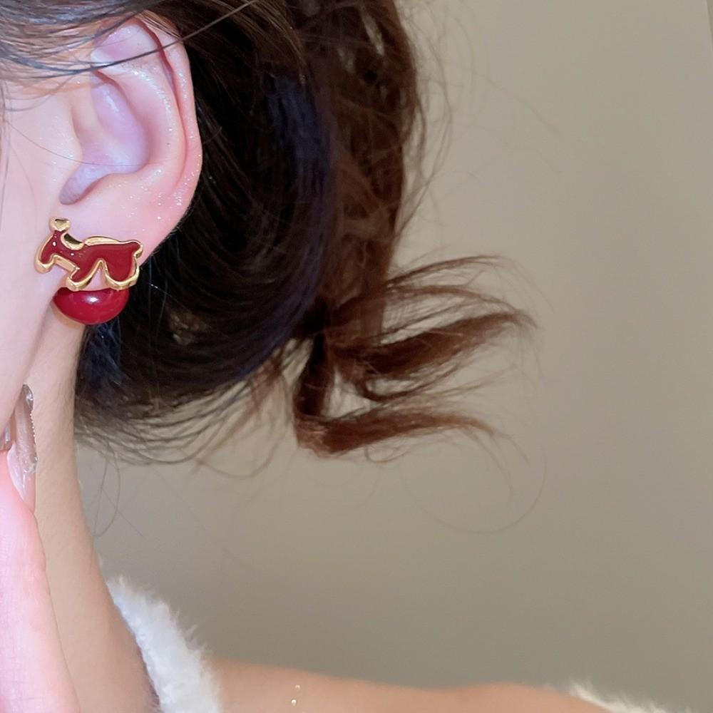 Chinese Style New Year Horse Earrings Fashion Jewelry Horse Mascot Ear Studs  Woman