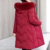 Plus Size XL-7XL Middle Age Woman Long Coat Winter Parkas Hooded Elegant Loose Thick Warm Lady Jackets Winter Overcoats