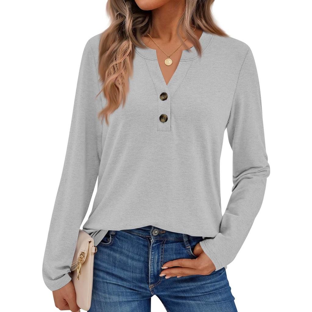 Women's Solid Color Long Sleeve Shirts Elegant Casual Tops Trendy Shirts Tops