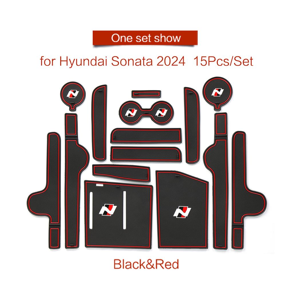 Anti-Slip Gate Slot Mat for Hyundai Sonata 2025 N-line Door Groove Pad Cup Holder Interior Accessories 15PCS/set