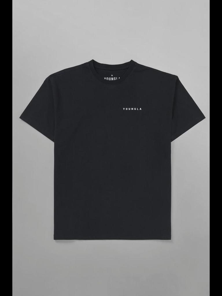 Мужская футболка свободного кроя YOUNG LA из хлопка — летний принт на всю спину, короткие рукава, круглый вырез, повседневный спортивный топ для фитнеса