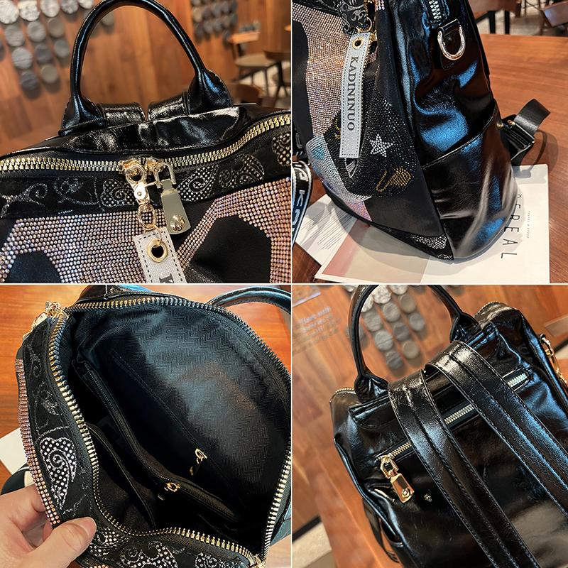 Fashionable Women's Backpack Versatile and Premium Backpack Large Capacity Casual Hot Diamond Shoulder Bag Fashion CLE