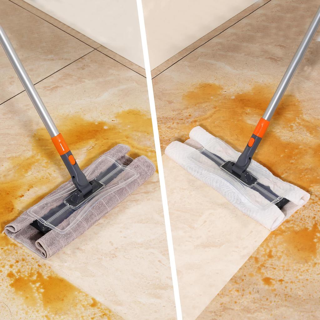 CLEANHOME Швабра для пола с регулируемой длиной, подходит для и уборки, включает 10 сухих салфеток, 4-секционную ручку, (40см-120см), Балконы,