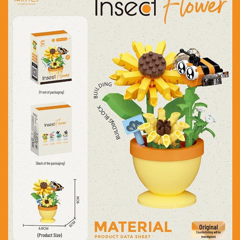 Succulent Building Blocks Toy Set for Girls - Compatible with Leji, Small Particle Potted Plants & Flowers Assembly