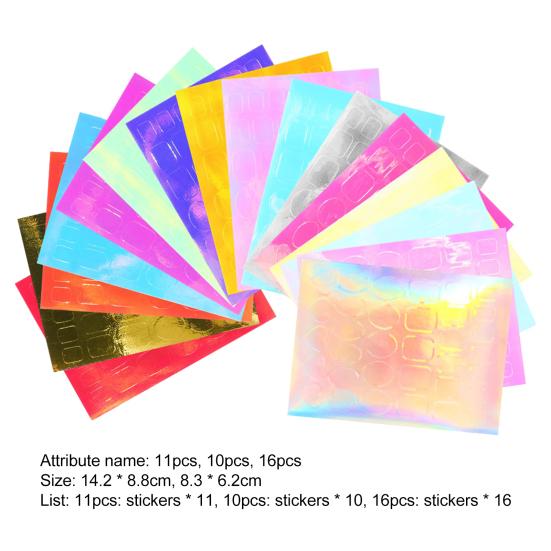 10Pcs/11Pcs/16Pcs Nail Ice Sticker Aurora Effect Reflective Colorful Foil Film Sparkling Glass Ice Cube Decoration for Manicure