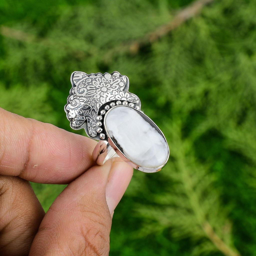 Oval Zebra Jasper Gemstone 925 Sterling Silver Solitaire Daughter Ring Jewelry