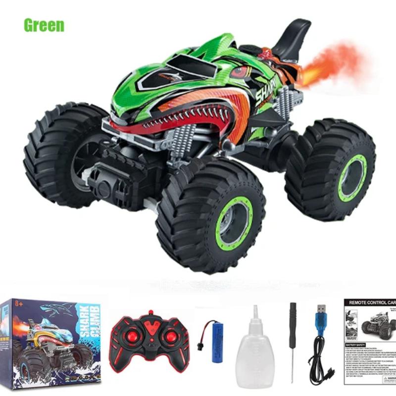 2.4GHz Remote Control Cars Monster Shark RC Car Electric Trucks Stunt Vehicle Sound Light Spray Toys for Boys Kids Children Gift