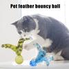 5 Pcs Cat Feather Ball Toy Interactive Mini Bouncy Balls with Feather Cat Exercise Ball Teeth Cleaning Toy for Indoor Cats