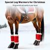 1/4/7Pcs Horse Christmas Costumes Red Santa Hat Horse Saddle Pad Leg Wraps Decoration Accessories Xmas Winter Holiday Party Supplies