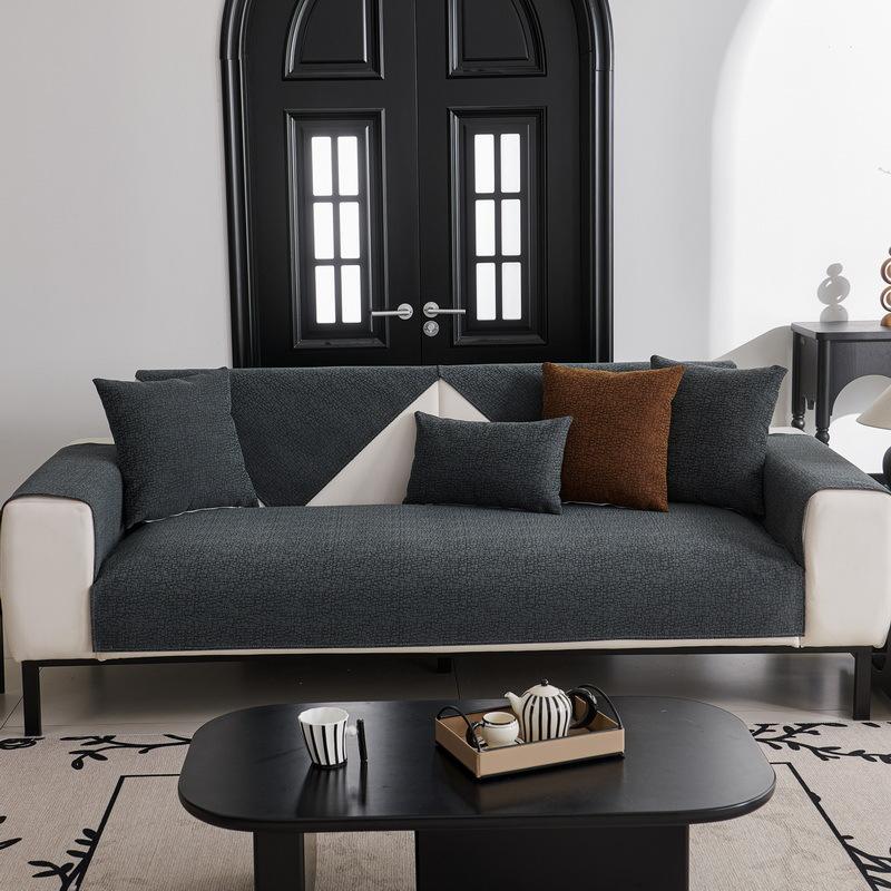 Подушка для дивана Four Seasons Universal New Simple Dark Grey нескользящая кожаная подушка для дивана, чехол для спинки и подлокотника, полотенце