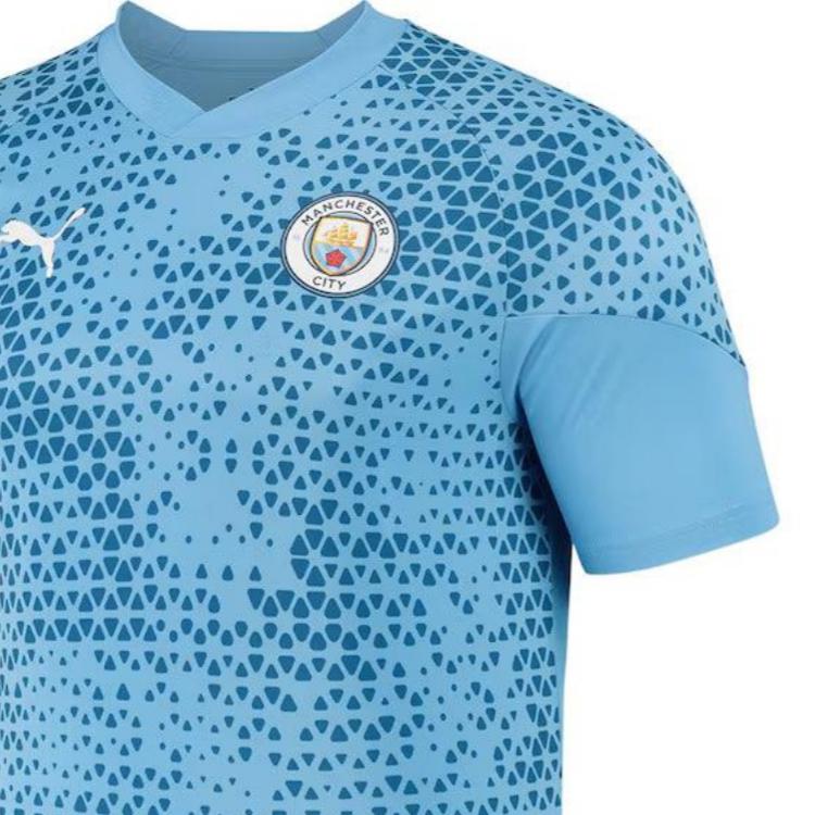 Puma Футболка с коротким рукавом и V-образным вырезом, с логотипом Manchester City, мужская, светло-синяя, 772877-15