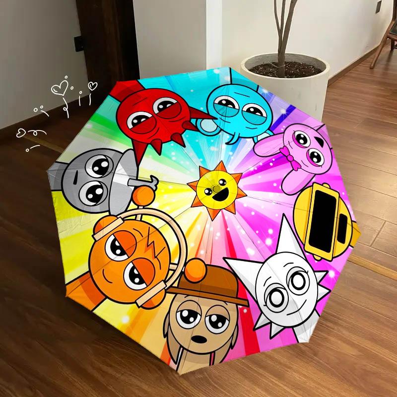 1pc Sprunki-Rainbow Themed High-quality Umbrella,Automatic Opening and Closing Umbrella,Multi-functional Umbrella G0811286