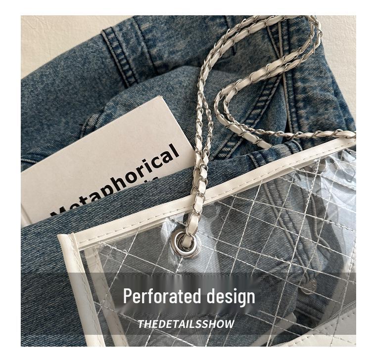 Весна 2024 Женская большая прозрачная сумка-тоут из ПВХ - Повседневная сумка через плечо, Летний тренд