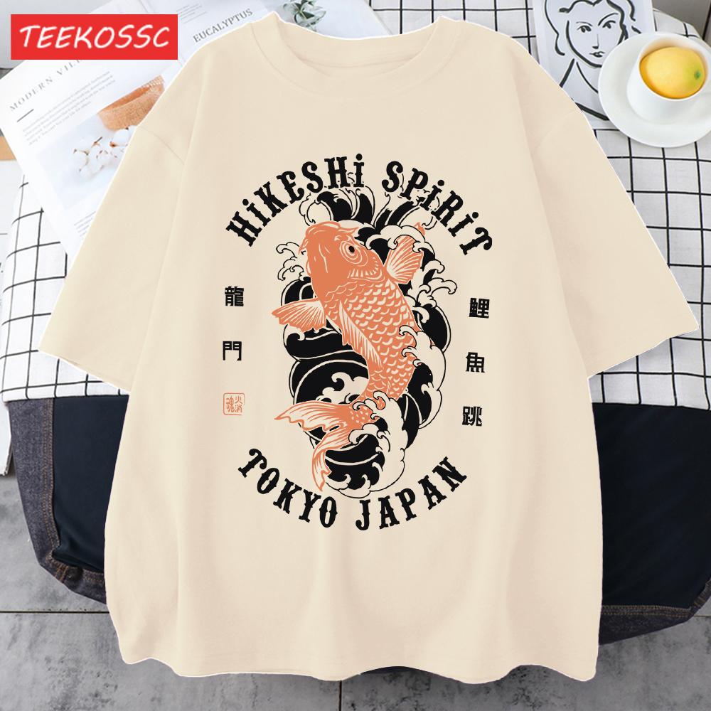 Футболки с принтом Hikeshi Spirit Токио Япония Для Мужчин Хлопок Круглый Вырез Футболка Спортивная Универсальная Верх Летний Мужской Новый Свободный Короткий Рукав