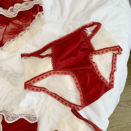 Lace Sexy Panties for Women Low Waist Full Coverage Briefs with Bow Ladies