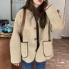 Fashion Vintage Plus Size Fleece Coats Women Autumn Loose Warm Plush Warm Short Jackets Winter Women's Clothing Round Neck Elegant Casual Coat 25363