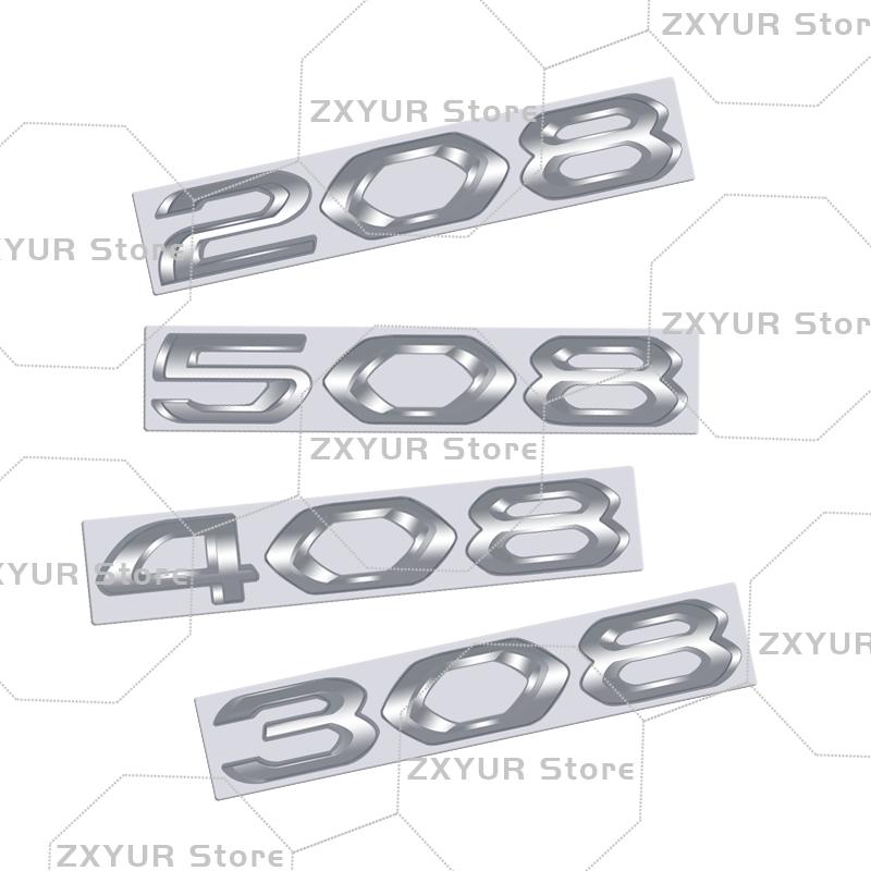Metal For Peugeot 208 308 408 508 2008 3008 4008 5008 Chrome Silver Emblem Car Sticker Letter Decal Body Rear End Trunk Decor