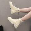 New The Chain Solid Ankle Boots 2024 Fashion Women's Shoes Side Zipper Women's Boots Hot Sale Front Lace-up Modern Boots Women