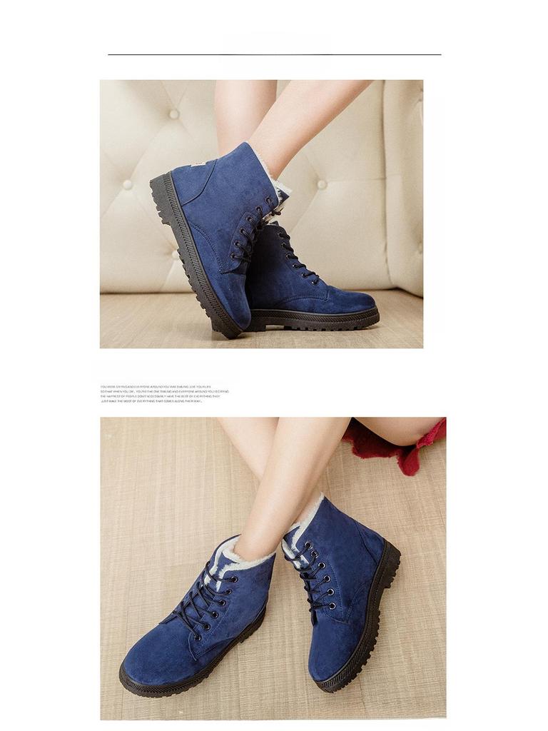 Зимние хиты продаж женские зимние ботинки большого размера: Теплые, короткие, на плоском каблуке, хлопковые туфли в корейском стиле