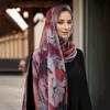 Новый шифоновый платок-хиджаб с принтом для женщин, мусульманский головной платок, обертывания, вуали, исламский тюрбан, никаб, тай-дай повязка на голову, мусульманский хиджаб-шаль