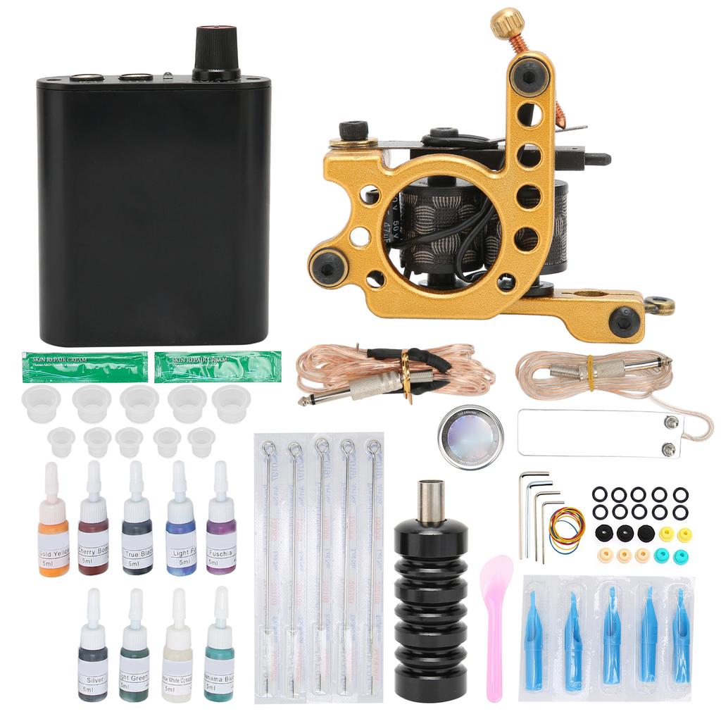 Coil Tattoo Machine Foot Pedal Power Supply Clip Cord Practice Tattoo Ink Novice Tattoo Kit