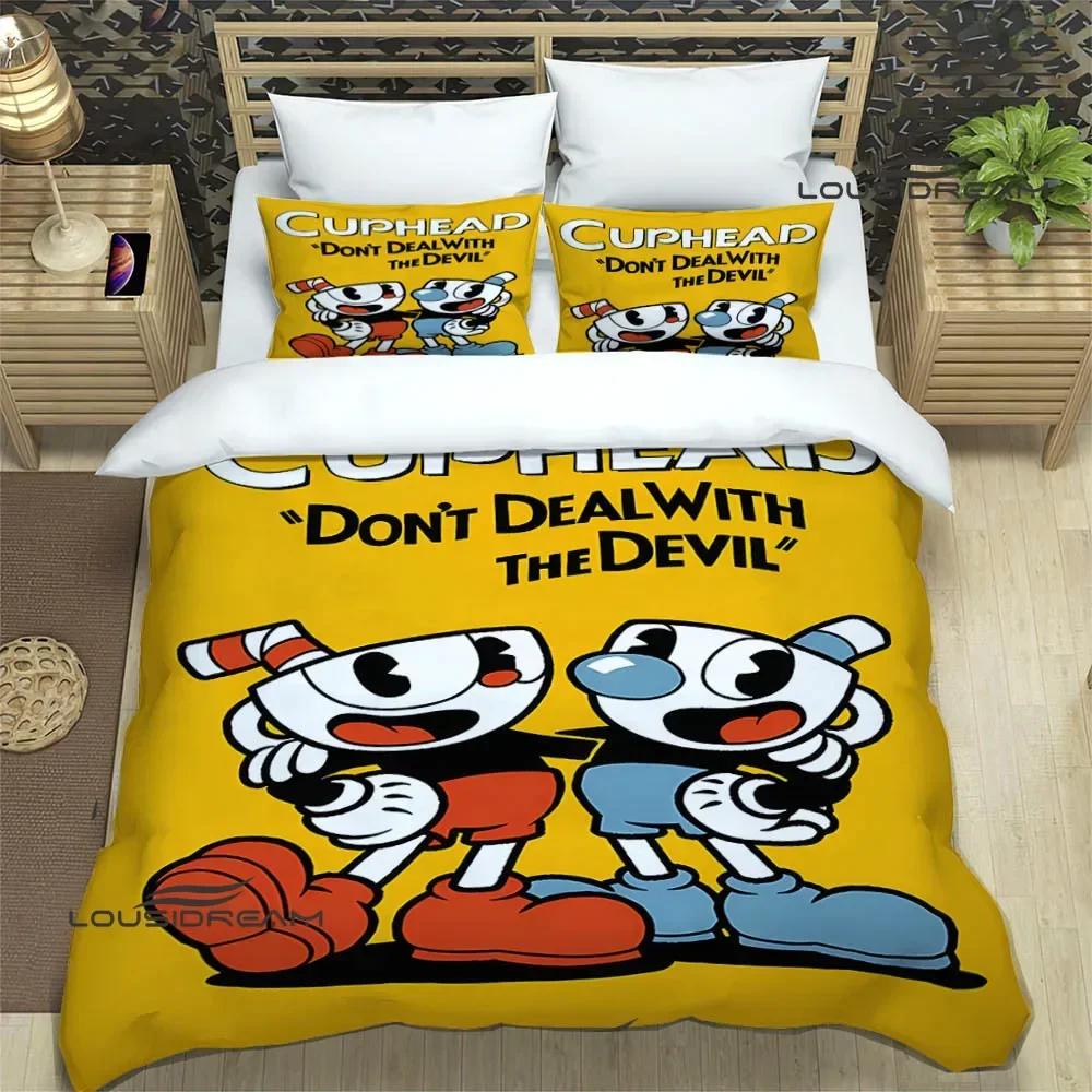 Cuphead Cartoon Printed Bedding Sets Exquisite Bed Supplies Set Duvet Cover Bed Comforter Set Bedding Set Luxury Birthday Gift