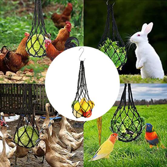 1Pc/2Pcs Chicken Vegetable Fruit Hanging Feeder Chicken Coop Cabbage Holder String Bag with Hanger Poultry Feeding Tool for Hens Duck Goose