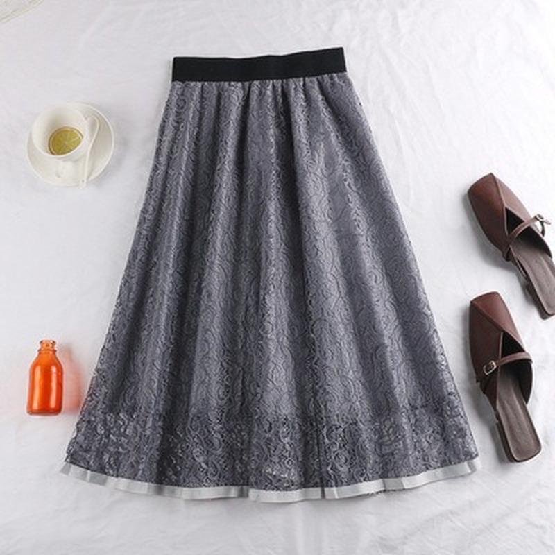 Женская юбка с цветочным принтом, летнее длинное эластичное платье с высокой талией, женская плиссированная кружевная юбка с открытыми слоями