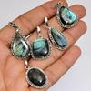 Labradorite Gemstone 925 Sterling Silver Plated Handmade 5 PCs Fancy Pendants Jewelry SEN-36