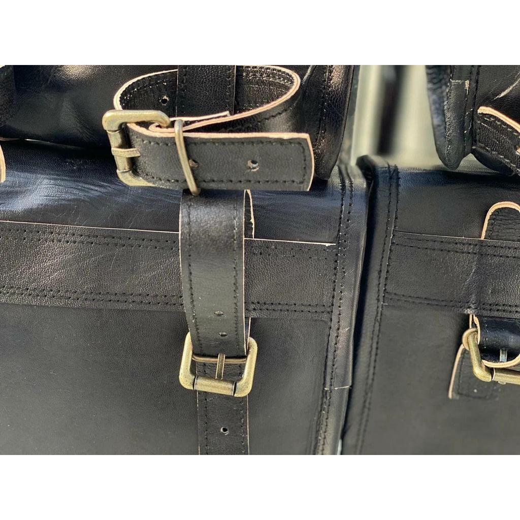 Кожаные мотоциклетные седельные сумки 4 черных кожаных боковых сумки Корзины 4 комбинированных сумки