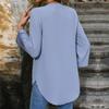 Women's Fashion Casual Summer Spring Solid Color Print Long Sleeve V-Neck Blouses & Shirts