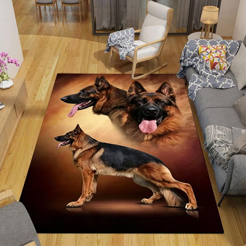 1Pc German Shepherd Trilogy Rug, Office Carpet Indoor Outdoor Doormat, Non-Slip Soft, Living Room, Christmas Halloween Gift. M92855
