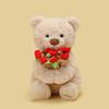 Valentine's Day Roses Teddy Bear Cartoon Animal Plush Toys 2 Colors Brown Bear Holding Roses Dolls Sweet Gift For Girls Lovers