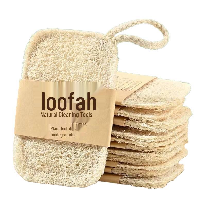 Natural Loofah Dishwashing Brush and Pot Scrubber - Durable Kitchen Decontamination Sponge Cleaner.