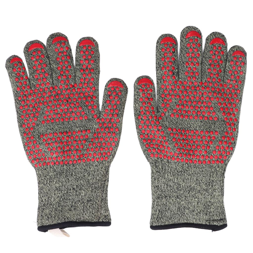 Heat Resistant Gloves Aramid Silicone Cotton BBQ Grill Oven Mitts 500℃ High Temperature Resistance 3