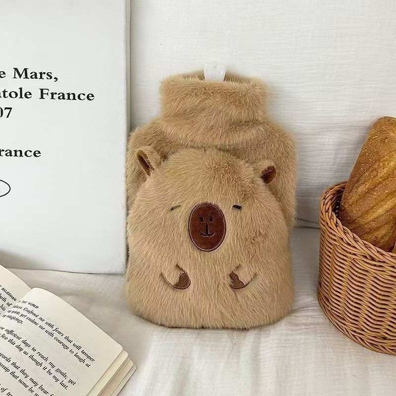 1 шт. ПВХ Мешок для горячей воды с водой Зимний согревающий предмет первой необходимости с мультяшным плюшем Взрывозащищенная конструкция Возможна заливка воды