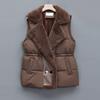 Lamb Wool Splicing Down Cotton Vest Women Wear Outside In Winter Autumn and Winter New Fur Integrated Lapel Waist Vest