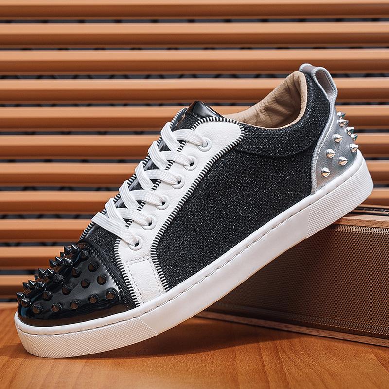 Latest Men's Fashionable Casual Rivet Board Shoes for Spring and Autumn Outdoor Sports Shoes Breathable and Comfortable Sneakers